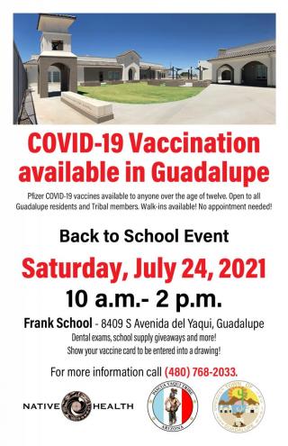 Covid-19 Vaccination and Back to School Event - July 24, 2021, 10 AM - 2 PM